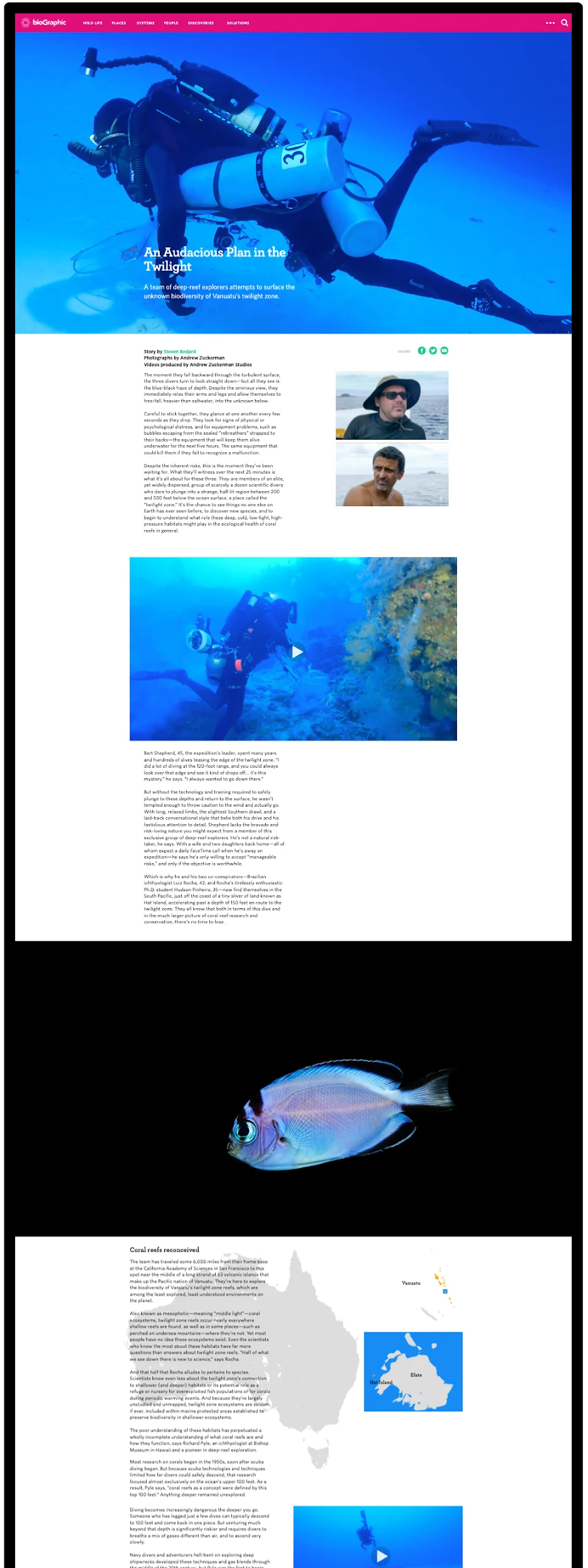 The same story page built out with photography and final type