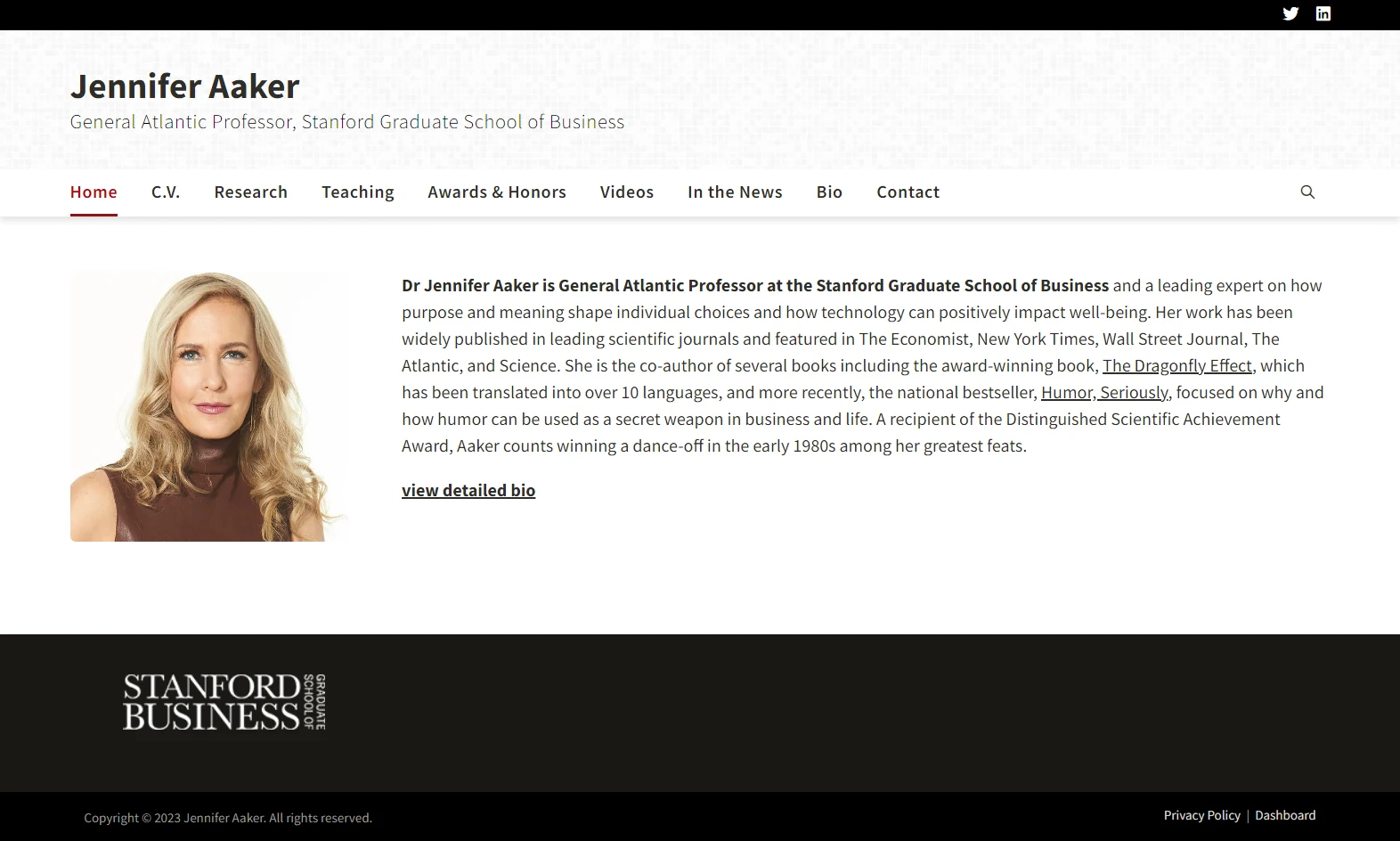 Before: a legacy WordPress faculty site with a narrow text column