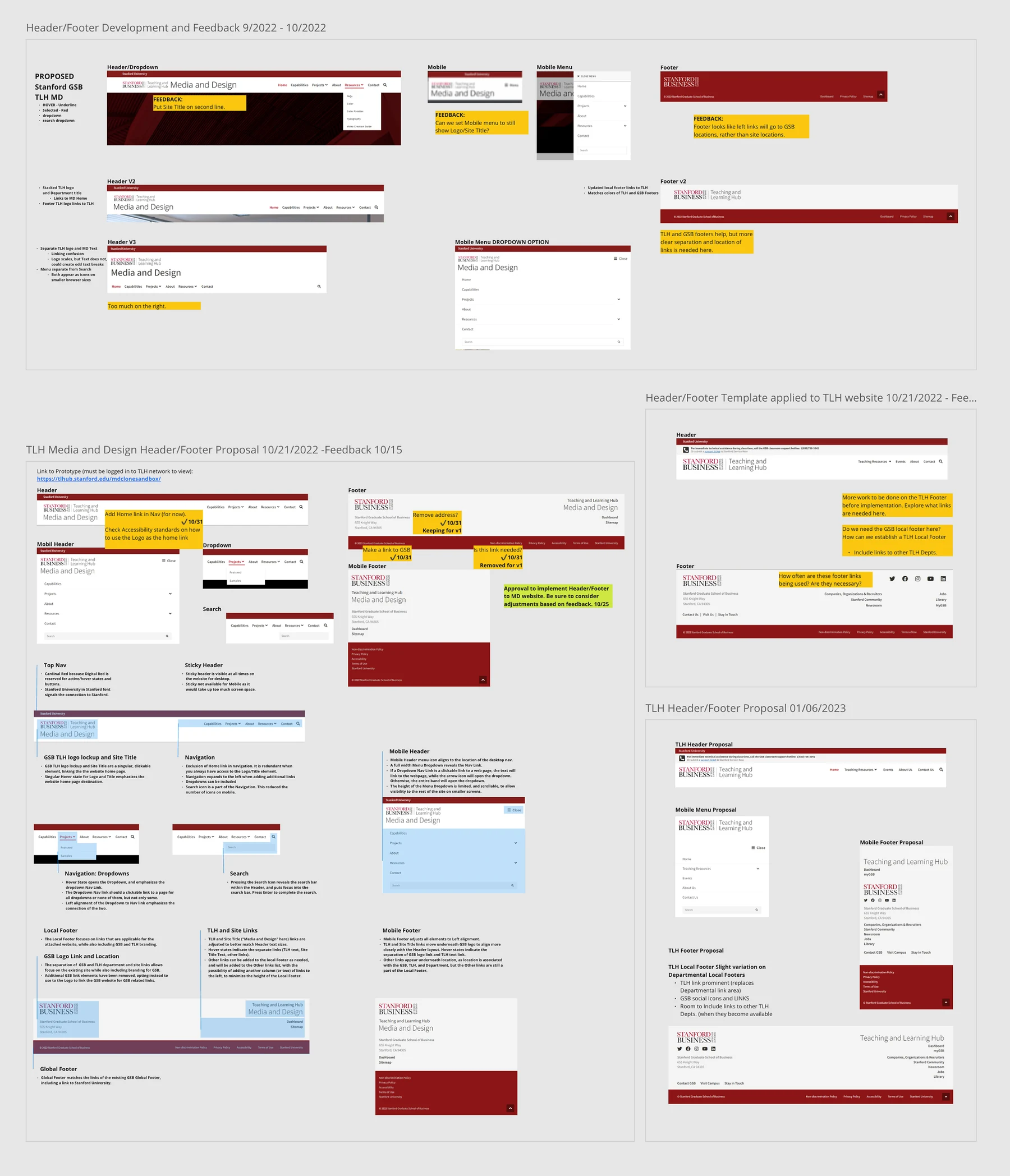 Redesigned header and footer components in development